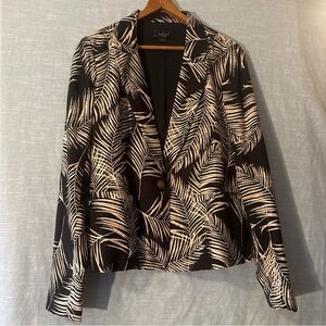 Belldini Jacket Blazer Black/Cream Tropical Print Women’s Sz S/P NWOT